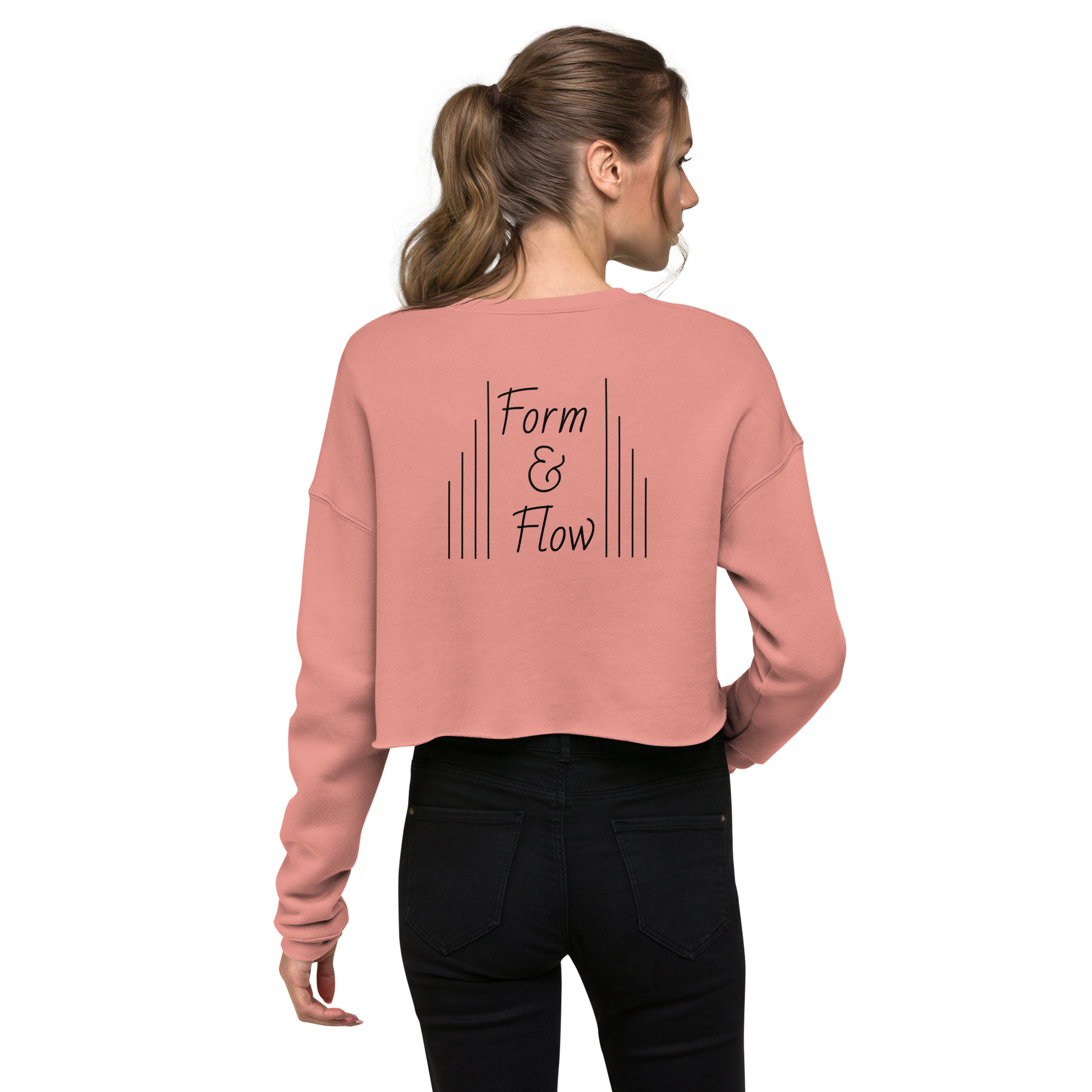 Women’s cropped sweatshirt in mauve, back view