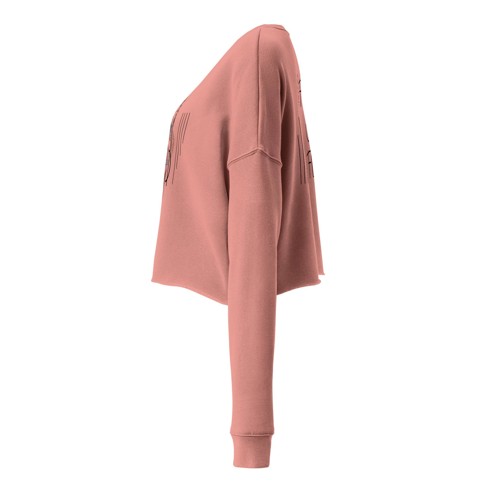 Women’s cropped sweatshirt in mauve, left view
