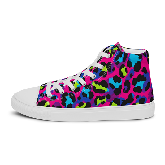 Electric Cheetah High-Tops with leopard print and padded collar.