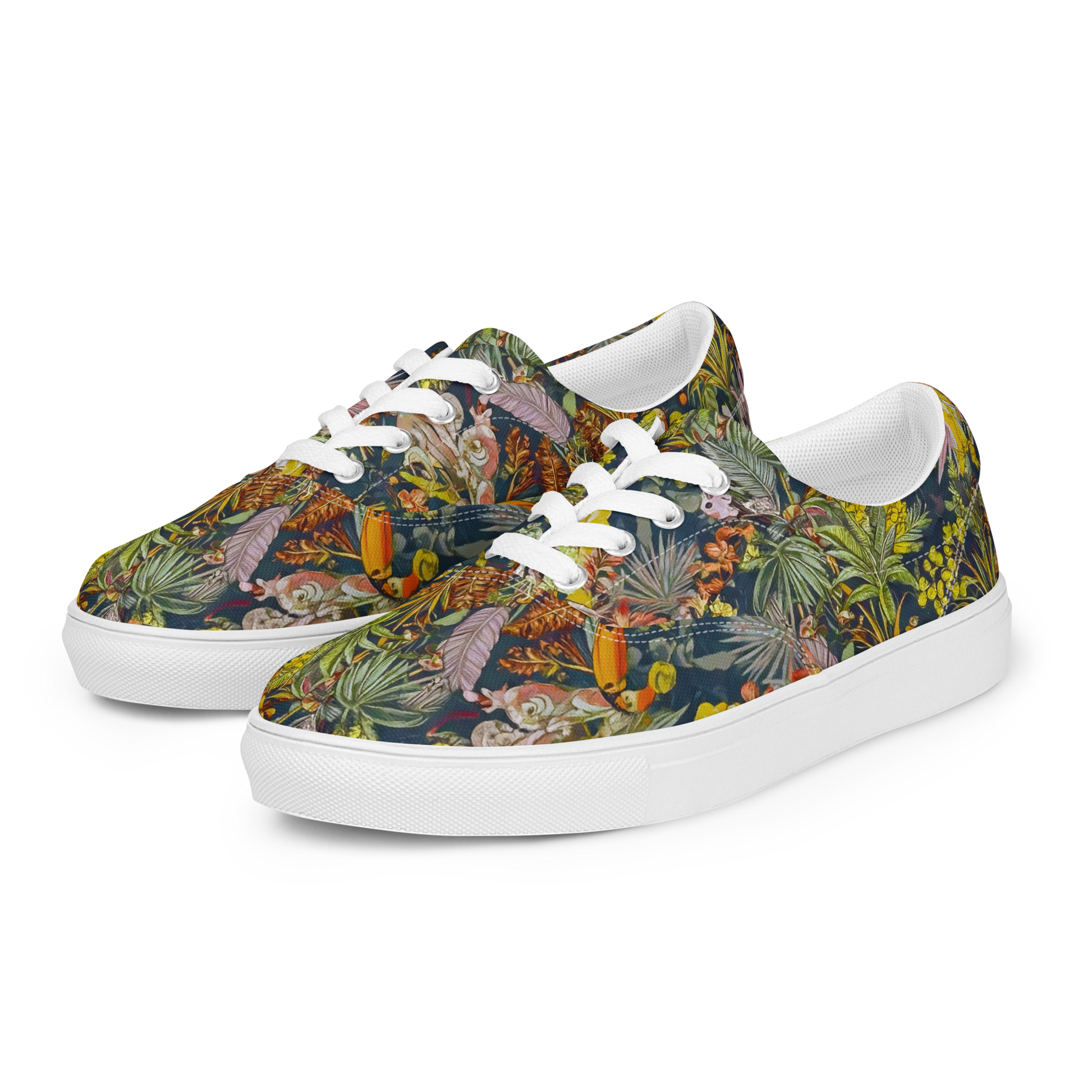 Aloha Adventure women's sneakers, close-up view of lace-up canvas design.