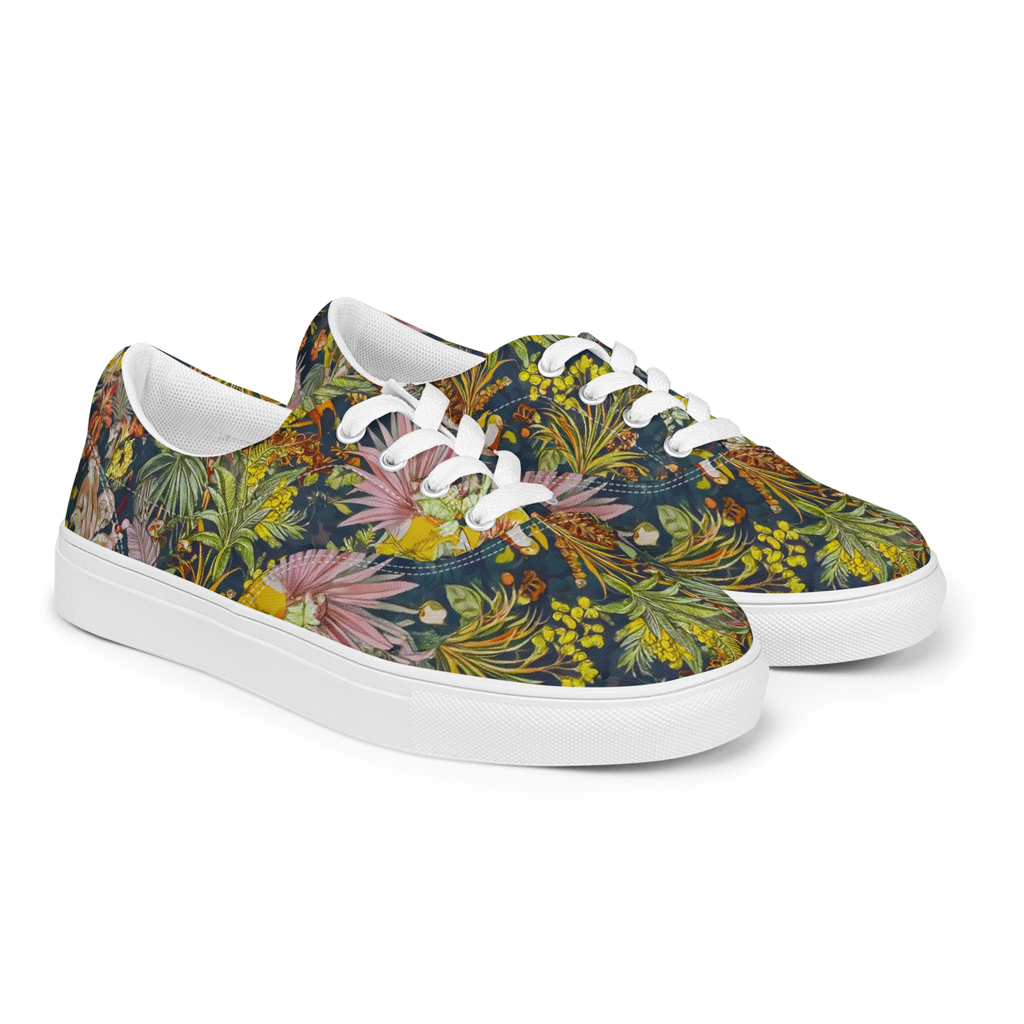 Aloha Adventure women's lace-up canvas sneakers close-up.