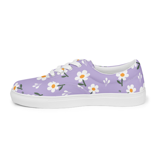 Petal Parade women's lace-up canvas sneakers with floral accents.