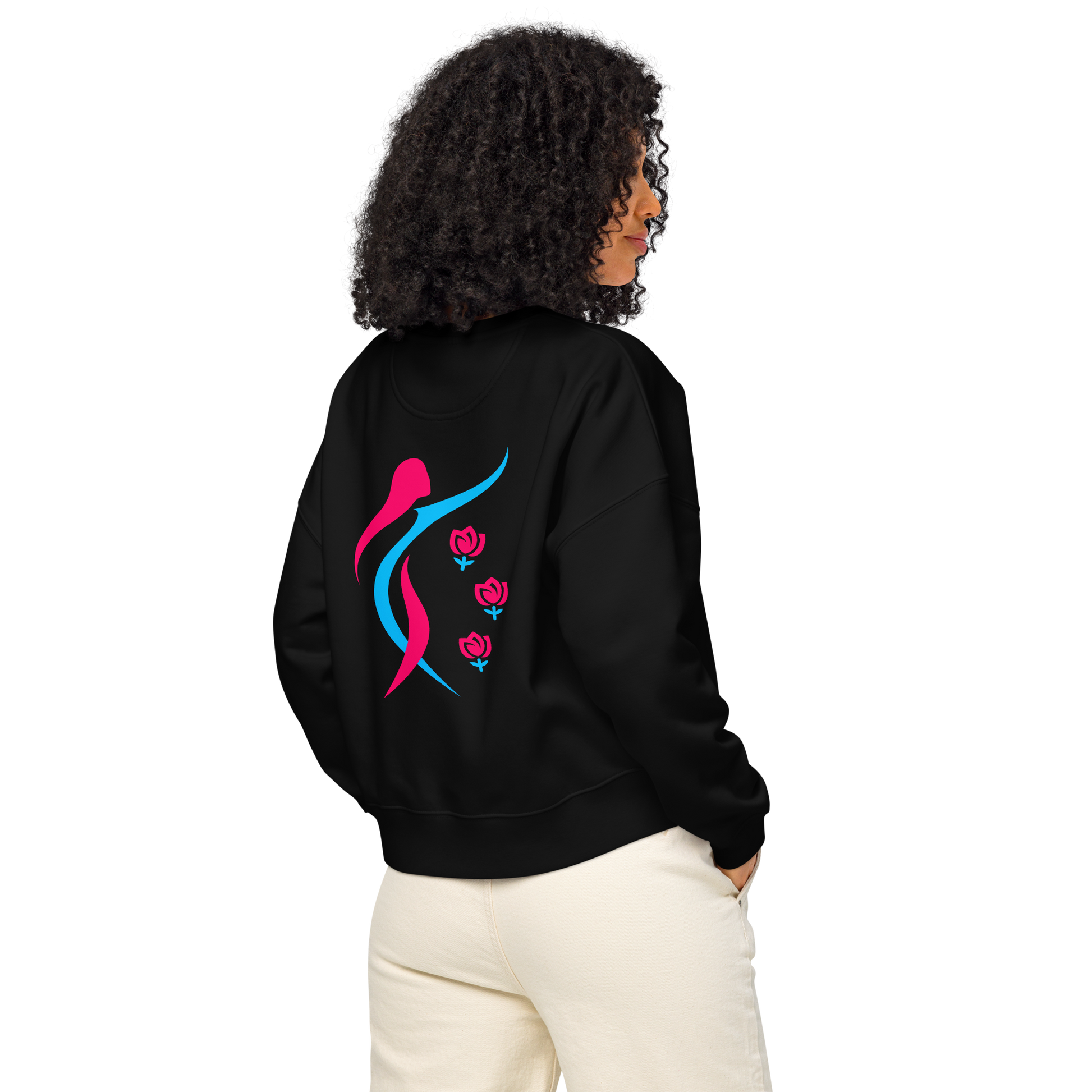 EverYOU organic crew neck sweatshirt with plush fleece interior and relaxed fit.