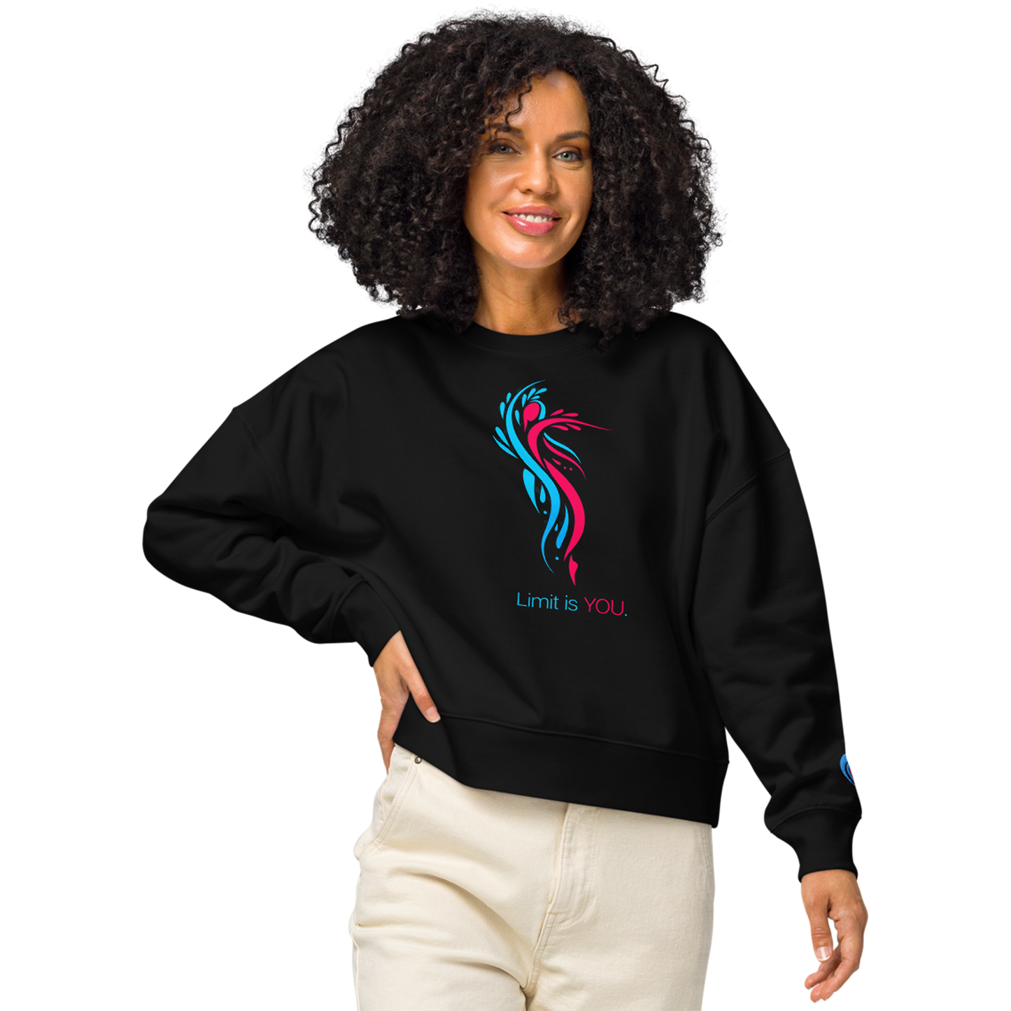 EverYOU organic crew neck sweatshirt with plush fleece lining and relaxed fit.