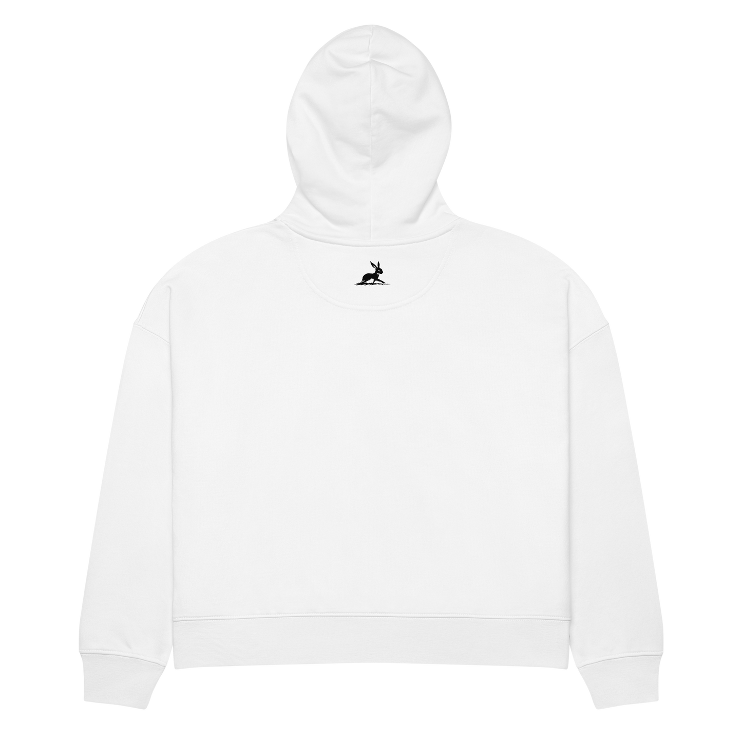 White hoodie with rabbit silhouette, Linea Dance Hoodie.