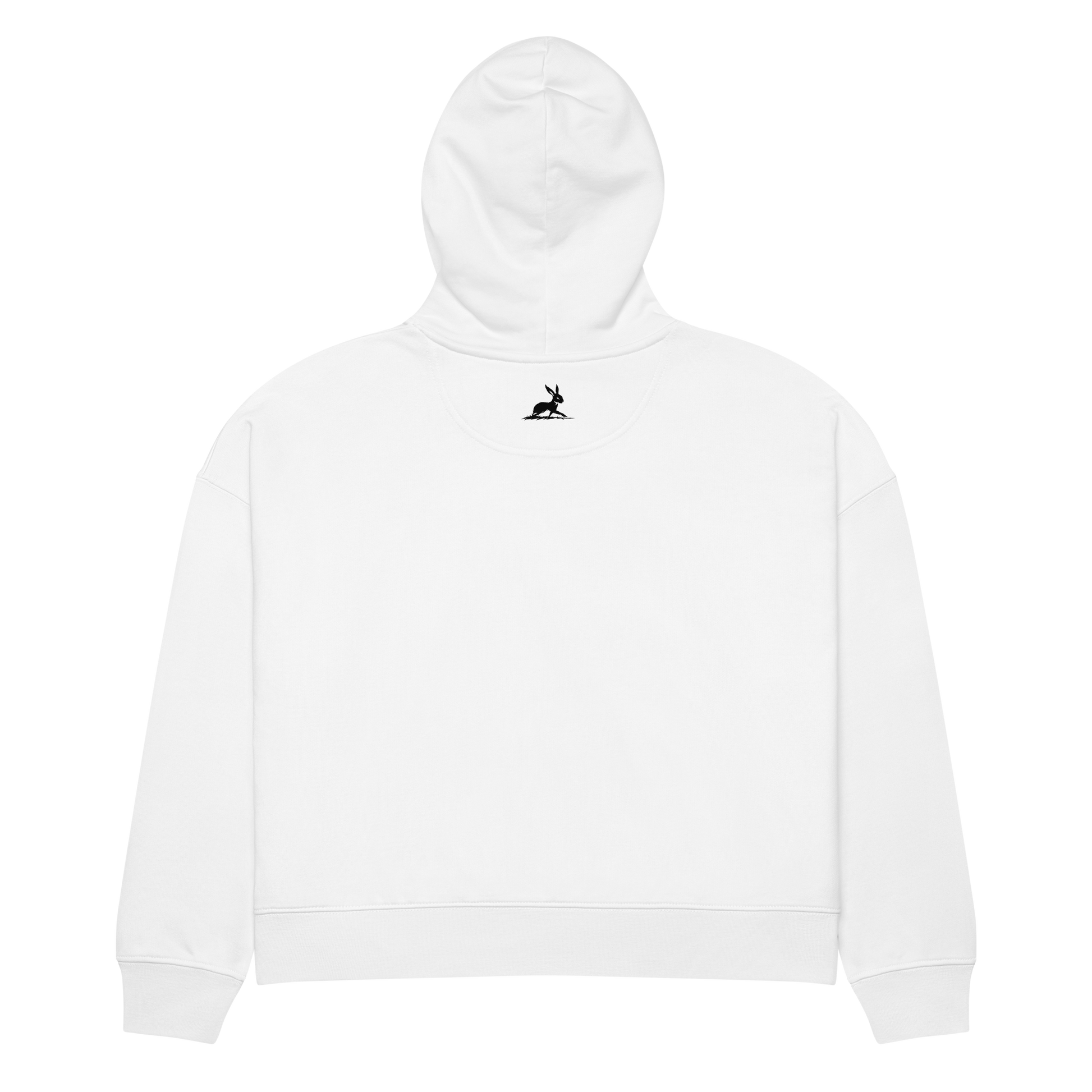White hoodie with rabbit silhouette, Linea Dance Hoodie.