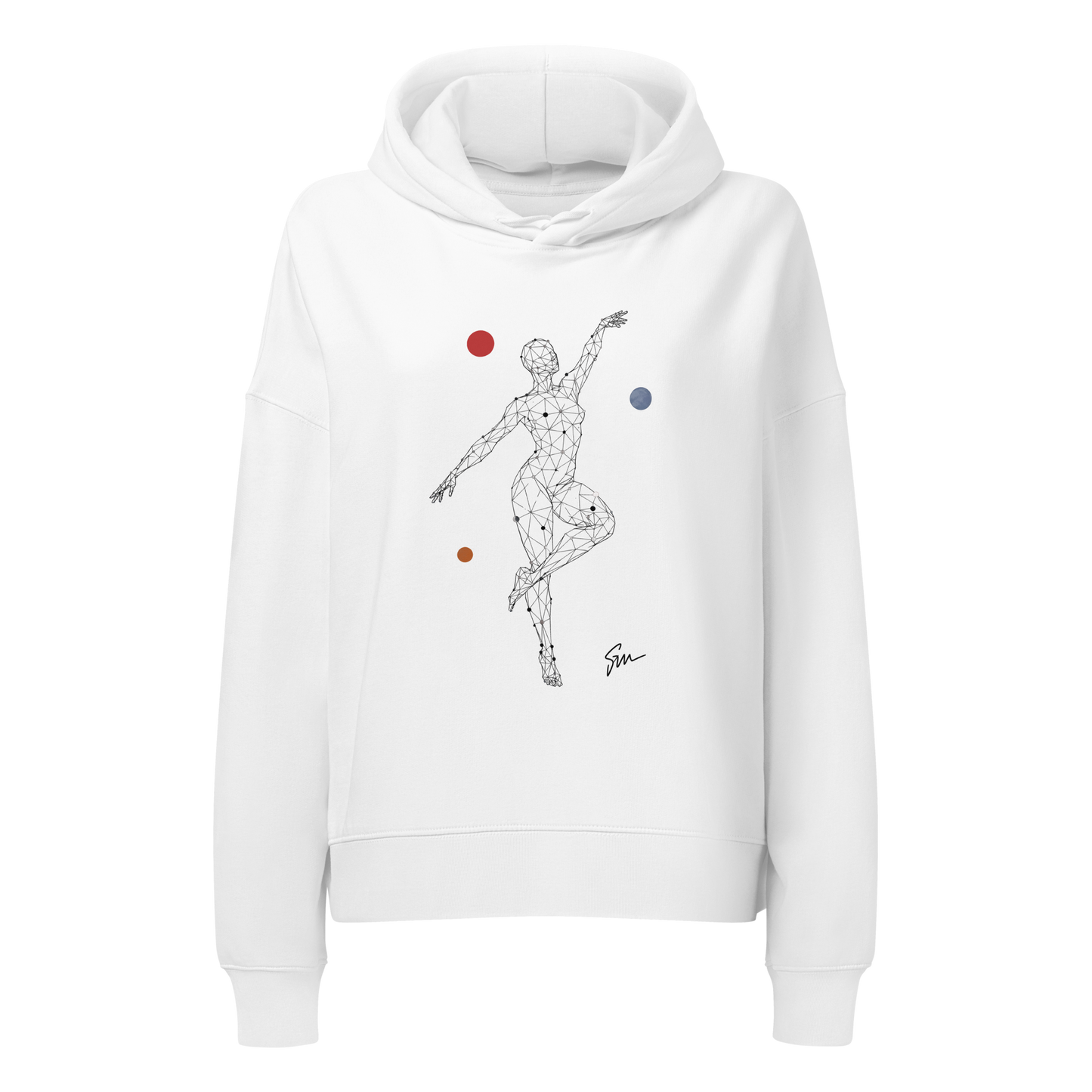 Linea Dance Hoodie close-up, showcasing organic cotton texture and relaxed fit.