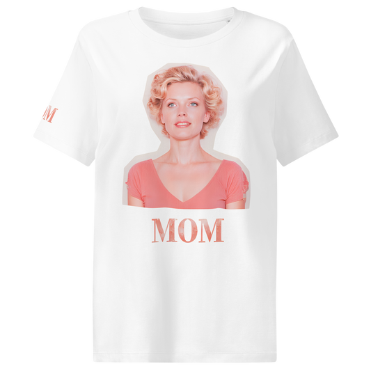 Simply Mom T-shirt featuring a woman's face, crafted from organic cotton.