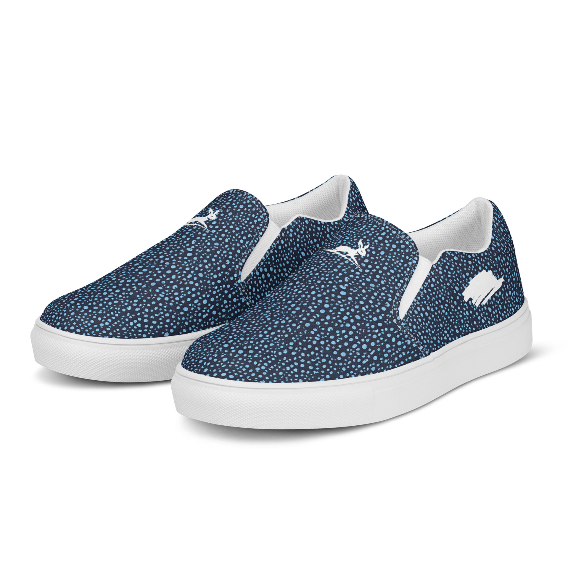 Blue Pebble Dash Slip-Ons with durable canvas and slip-on design.