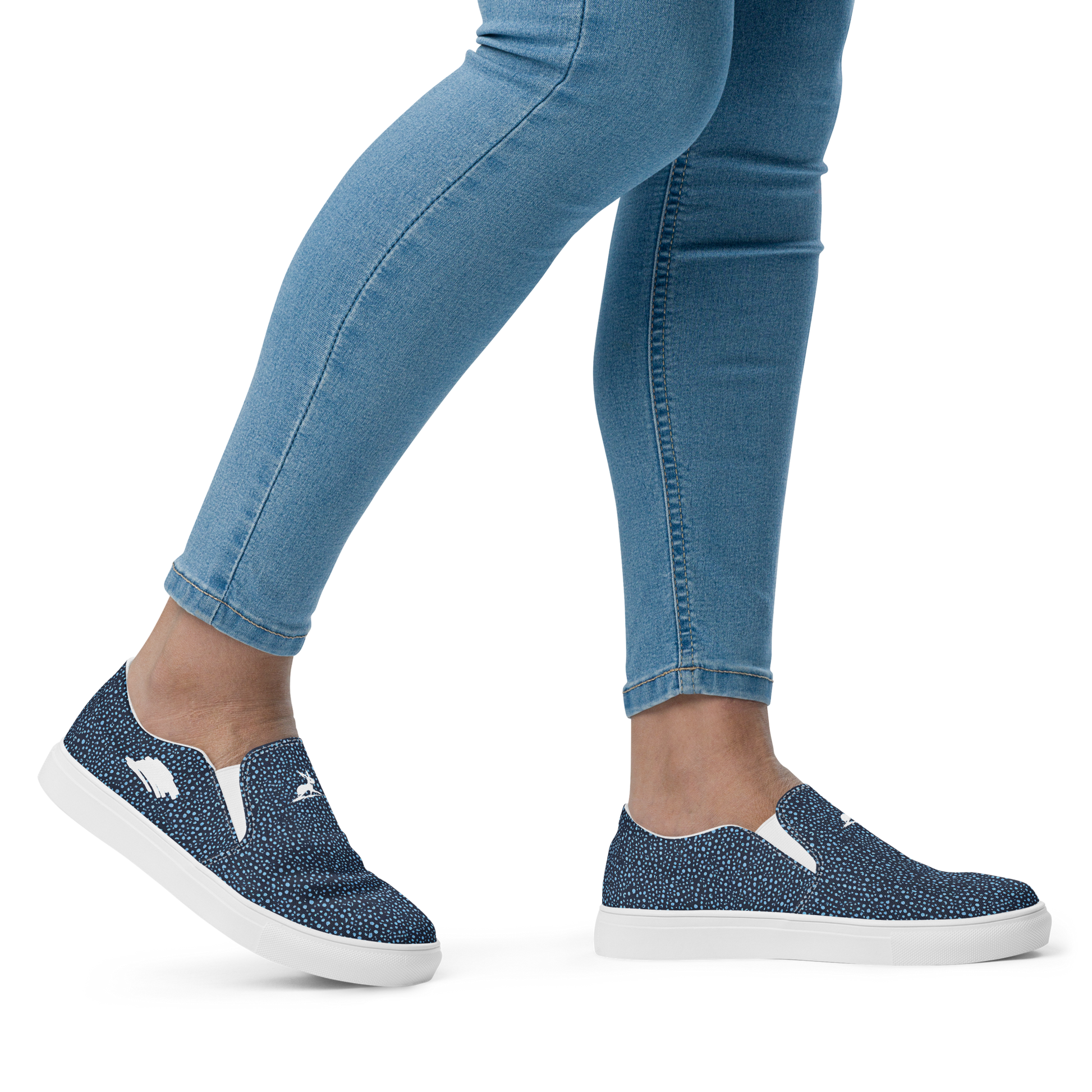 Blue Pebble Dash Slip-Ons, close-up view, showcasing slip-on design and comfort.