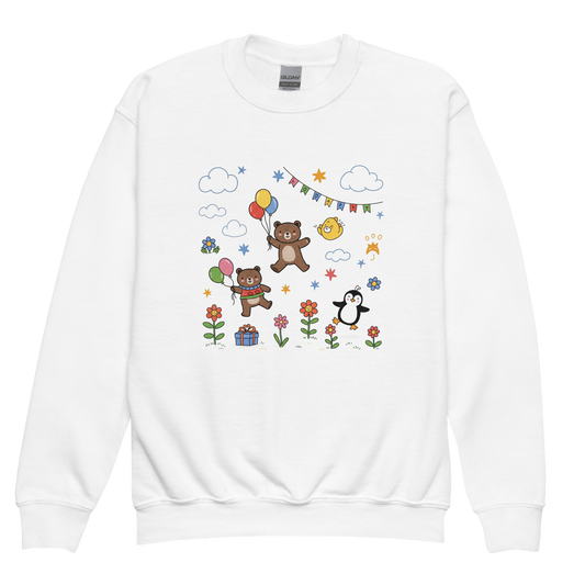 Adventure Time Sweatshirt with cartoon bear and balloon design.