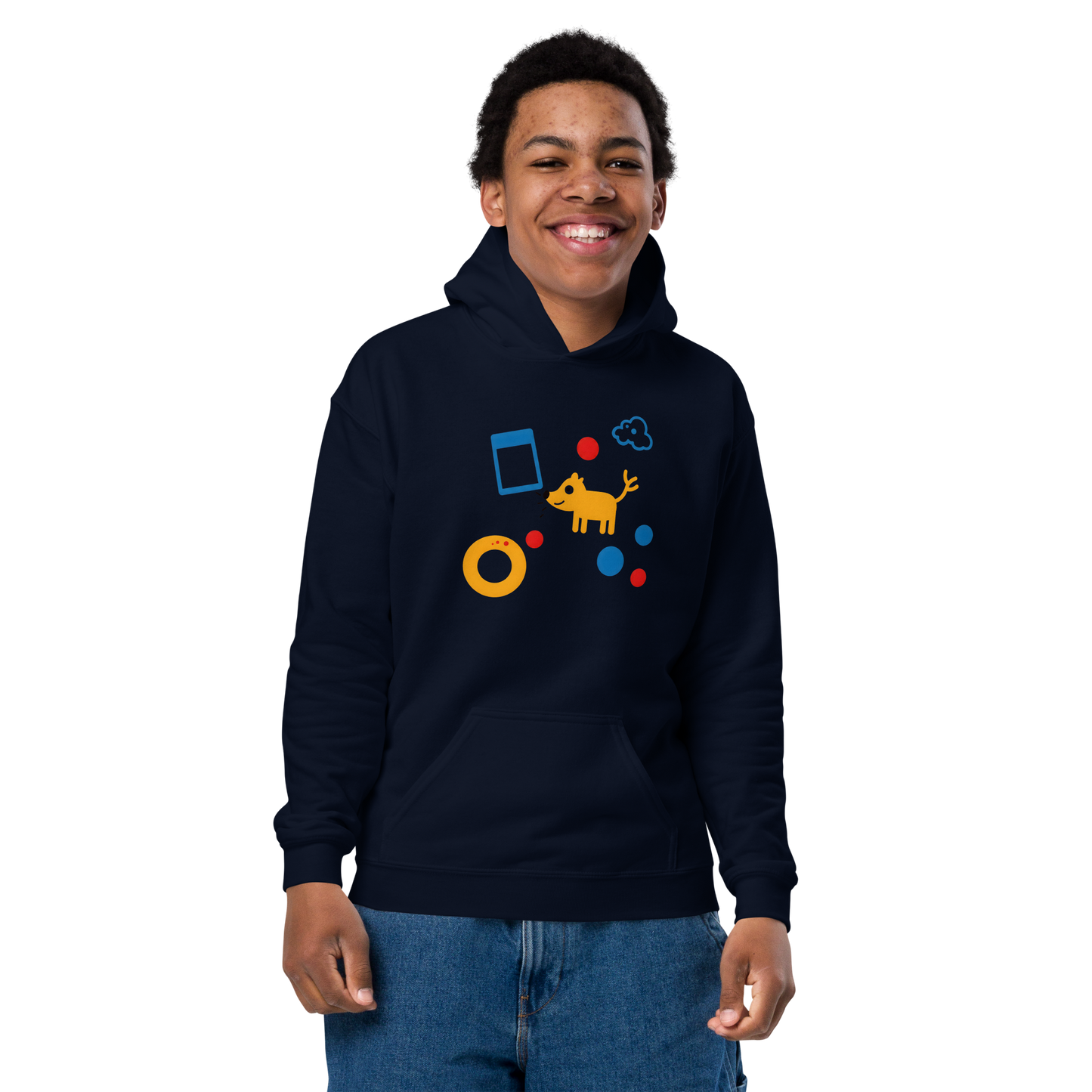 Sniffing Around: Close-up of boy in youth hoodie, smiling confidently.